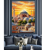 Ayasofya Camii Şehir Manzarası Dekoratif Kanvas - Mdf Ahşap Tablo