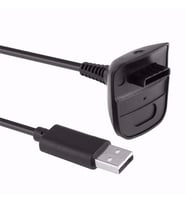 Xbox 360 Kablosuz Oyun Kumandası Şarj Kablosu için USB Şarj Kablosu (Siyah)