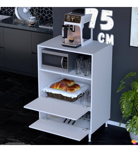 Eliusta Linea Üstü Açık Mutfak Dolabı 75 cm Mikrodalga Fırın Tezgahı Çift Kapaklı Kiler Düzenleyici Dolap