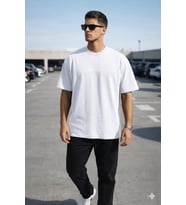Erkek Oversize Tişört – Minimal “Don’t Look Back” Detaylı Basic