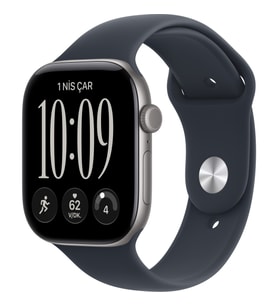 Apple Watch Series 12 Gps, 42 mm Siyah Alüminyum Kasa ve Siyah Spor Kordon - S/m