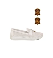 Voyager Bej Hakiki Deri Anatomik Rahat Tabanlı Kadın Casual Ayakkabı Loafer Z093