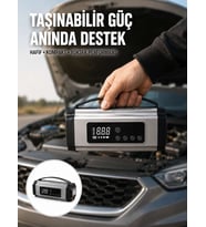Dijital Göstergeli Akü Takviye Cihazı Lastik Şişirme Powerbank ve LED Işık Özellikli Yeni Nesil