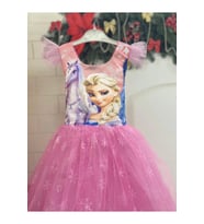 Pembe Frozen Elsa Karlar Ülkesi Kostüm Elbisesi