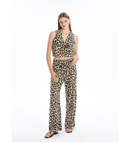 LCW Limited Kahverengi Standart Fit Leopar Desenli Kadın Pantolon