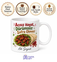 Çiğ Köfte Dürüm Temalı Baskılı Kupa Bardak Komik Hediye Mug