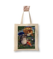 Totoro Hayao Miyazaki Bez Çanta Uzun Saplı Alışveriş Çantası Plaj Çantası (Beyaz)