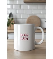 BOSS LADY Yazılı 330ml Baskılı Beyaz Seramik Kupa Bardak