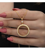 Gold Kaplama Yarım Altın Takılabilir Zirkon Taşlı 925 Ayar Gümüş Kadın Kolye