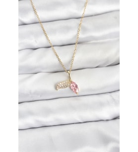 316L Çelik Zincir Gold Renk Balık Kuyruğu Model Zirkon Taşlı Kadın Kolye 5886 - LOHO4656-7908