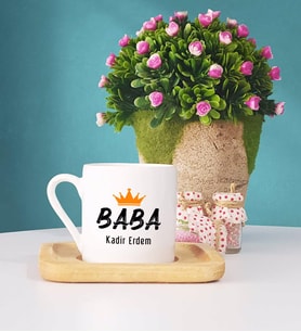 Baba Ahşap Altlıklı Türk Kahvesi Fincanı