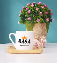 Baba Ahşap Altlıklı Türk Kahvesi Fincanı