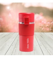 HEDİYESİBİZDEN KİŞİYE ÖZEL İSİM BASKILI PASLANMAZ ÇELİK SÜZGEÇLİ TERMOS MUG BARDAK 400 ML (Kırmızı)