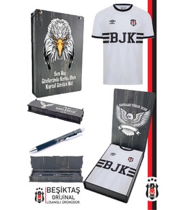 Beşiktaş Orijinal Lisanslı Nostalji Beyaz Bjk Çocuk Forma + Tükenmez Hybrit Kalem Set Hediyelik Ahşap Kutu (Beyaz - Kırmızı)