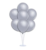 Balon Standlı, 7 Adet - Metalik Gümüş Balon (STD)