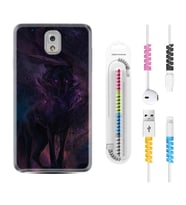 Samsung Note 3 4 5 8 9 20 Ultra 10 Lite Kılıf Kablo Koruma Spiral Silikon Black Purple Wolf 1791