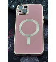 iPhone 14 Plus Uyumlu MagSafe Özellikli Lens Korumalı Renkli Kılıf Pembe