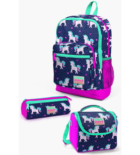 Coral High Kids Lacivert Pembe Unicorn Desenli 3’lü Okul Çanta Seti