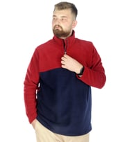Mode XL Erkek Sweat Polo Yaka Yarım Fermuarlı Polar 22552 Bordo