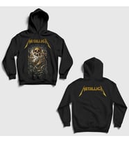 Presmono Unisex Siyah Skull Tutankhamun Metallica Sırt Baskılı Kapüşonlu Sweatshirt 517767tt