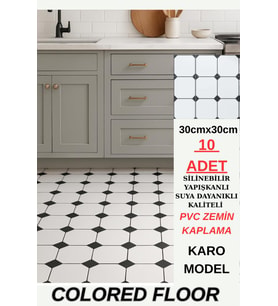 30cm x 30cm 10 Adet Yapışkanlı Karo Floor Pvc Panel Yer Zemin Kaplama Paneli Arkası Kauçuklu 3319