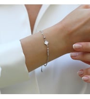 Yonca Sedefli Trend Gümüş Bileklik