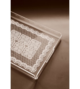 Dantel Desenli Pleksi Tepsi, 36x26 cm, Şık ve Zarif Sunum Araçları
