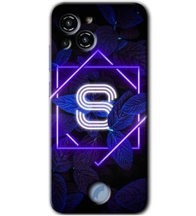 Reeder S23 Pro Max Kılıf HD Desen Baskılı Arka Kapak - Dark Neon Yaprak S Harfi
