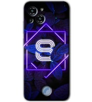Reeder S23 Pro Max Kılıf HD Desen Baskılı Arka Kapak - Dark Neon Yaprak S Harfi