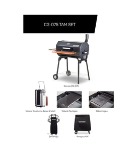 ReHome Guruss Cg075 Kömürlü Barbekü Mangal Tam Set (Siyah)