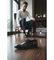 Enoch Erkek Siyah Hakiki Deri Klasik Ayakkabı Brogue Detaylı Ve Cap Toe Burunlu Bağcıklı Model