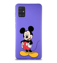 Samsung Galaxy M31S Soft Premier Kapak Mickey Mouse-E Tasarımlı Silikon Kılıf - Mor (Şeffaf)