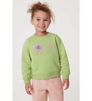 Breeze Kız Çocuk Sweatshirt Fiyonklu Çiçek Baskılı 2-6 Yaş, Fıstık Yeşili