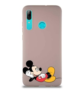 Huawei P Smart 2019 Soft Premier Kapak Mickey Mouse-F Tasarımlı Silikon Kılıf - Pudra (Şeffaf)