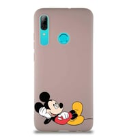 Huawei P Smart 2019 Soft Premier Kapak Mickey Mouse-F Tasarımlı Silikon Kılıf - Pudra (Şeffaf)