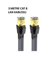 Cat 8 LAN Kablosu –Ethernet Kablosu Örgü Kaplama, Yüksek Hızlı (3 METRE)