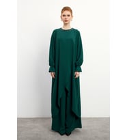 Asimetrik Kesim Tunik Pantolon Takım - Zümrüt (Zümrüt Yeşili)