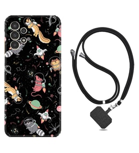 Samsung Galaxy M14 Kılıf Silikon Boyun Askılı İpli Desenli Silikon Planet Animals 1771