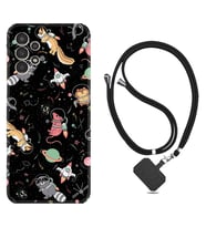 Samsung Galaxy M14 Kılıf Silikon Boyun Askılı İpli Desenli Silikon Planet Animals 1771