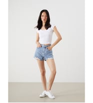 LCW Jeans İndigo Mom Fit Yırtık Detaylı Kadın Jean Şort