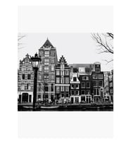 Amsterdam, Hollanda - Siyah Beyaz Tablo Ahşap Poster Dekoratif