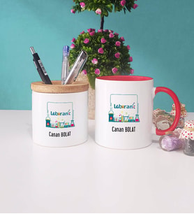 Laborant Kupa Bardak Kırmızı ve Kalemlik