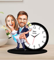 Kişiye Özel Sevgililer Günü Hediyesi Evleniyoruz Karikatür Ahşap Biblo Masa Saati