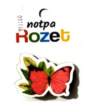 Notpa Rozet Ahşap Kelebek Kırmızı - 3 adet