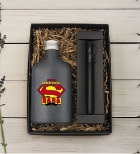 BK Gift Kişiye Özel İsimli Baba Temalı Antrasit Tasarım Cam Şişede Kolonya 200 ml & Siyah Metal Roller Kalem ve Hediye Kutusu-4, Babaya Hediye, Babalar Günü Hediyeleri, Hediyelik Baskılı Kolonya