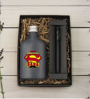 BK Gift Kişiye Özel İsimli Baba Temalı Antrasit Tasarım Cam Şişede Kolonya 200 ml & Siyah Metal Roller Kalem ve Hediye Kutusu-4, Babaya Hediye, Babalar Günü Hediyeleri, Hediyelik Baskılı Kolonya