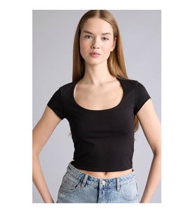 Defacto Fıtted Basic Siyah Kadın T-Shirt H1560AX/BK81