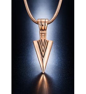 Paslanmaz Çelik Rose Gold Renk Yılan Sırtı Zincirli Ok Ucu Kolye