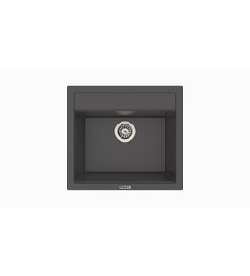 POLEX Cristalüx Granit Eviye P-08 Tezgah Altı Ve Tezgah Üstü Kare Mutfak Evyesi 55,5x50cm (Antrasit)