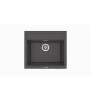 POLEX Cristalüx Granit Eviye P-08 Tezgah Altı Ve Tezgah Üstü Kare Mutfak Evyesi 55,5x50cm (Antrasit)